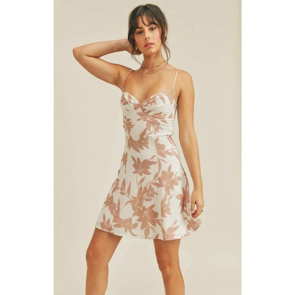 Sage The Label Sandal Wood Bustier Mini Dress Size L NWT